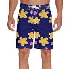 Doodle Flower Leaves Plant Design Men s Beach Shorts