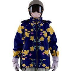 Doodle Flower Leaves Plant Design Women s Zip Ski And Snowboard Waterproof Breathable Jacket