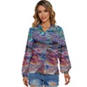 Abstarct cobalt waves Women s Long Sleeve Button Up Shirt View1