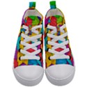 Abstract Cube Colorful  3d Square Pattern Kids  Mid-Top Canvas Sneakers View1