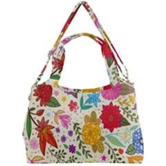 Colorful Flowers Pattern Double Compartment Shoulder Bag by Cemarart