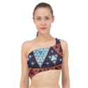 Fractal Triangle Geometric Abstract Pattern Spliced Up Bikini Top  View1