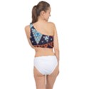 Fractal Triangle Geometric Abstract Pattern Spliced Up Bikini Top  View2