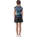 Spaceship Starry Night Van Gogh Painting Kids  Raglan Cap Sleeve T-Shirt View2