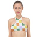 Board Pictures Chess Background High Neck Bikini Top View1