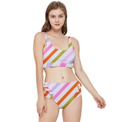 Lines Geometric Background Frilly Bikini Set