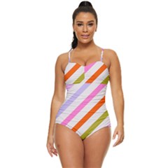 Lines Geometric Background Retro Full Coverage Swimsuit