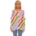 Lines Geometric Background Off Shoulder Chiffon Pocket Shirt View1