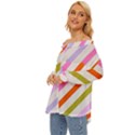 Lines Geometric Background Off Shoulder Chiffon Pocket Shirt View2