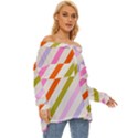 Lines Geometric Background Off Shoulder Chiffon Pocket Shirt View3