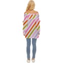 Lines Geometric Background Off Shoulder Chiffon Pocket Shirt View4