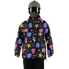 Sea Shells Pattern Wallpaper Fish Men s Ski And Snowboard Waterproof Breathable Jacket
