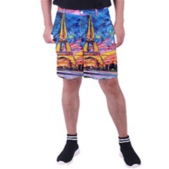 Eiffel Tower Starry Night Print Van Gogh Men s Pocket Shorts