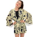 Elegant Hairdresser pattern cream Long Sleeve Kimono View1