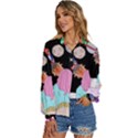 Girl Bed Space Planets Spaceship Rocket Astronaut Galaxy Universe Cosmos Woman Dream Imagination Bed Women s Long Sleeve Button Up Shirt View2