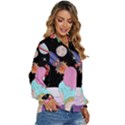 Girl Bed Space Planets Spaceship Rocket Astronaut Galaxy Universe Cosmos Woman Dream Imagination Bed Women s Long Sleeve Button Up Shirt View3