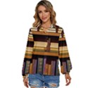 Book Nook Books Bookshelves Comfortable Cozy Literature Library Study Reading Room Fiction Entertain Women s Long Sleeve Button Up Shirt View1