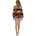 Book Nook Books Bookshelves Comfortable Cozy Literature Library Study Reading Room Fiction Entertain Women s Long Sleeve Button Up Shirt View4