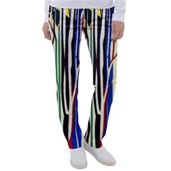 Abstract Trees Colorful Artwork Woods Forest Nature Artistic Women s Casual Pants