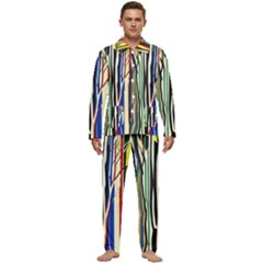 Abstract Trees Colorful Artwork Woods Forest Nature Artistic Men s Long Sleeve Velvet Pocket Pajamas Set