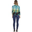 Swamp Bayou Rowboat Sunset Landscape Lake Water Moss Trees Logs Nature Scene Boat Twilight Quiet Women s Casual 3/4 Sleeve Spring Jacket View4