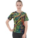 Outdoors Night Setting Scene Forest Woods Light Moonlight Nature Wilderness Leaves Branches Abstract Women s Sport Raglan T-Shirt View1