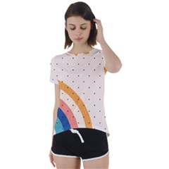 Abstract Geometric Bauhaus Polka Dots Retro Memphis Rainbow Short Sleeve Open Back T-shirt by Maspions