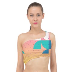 Abstract Geometric Bauhaus Polka Dots Retro Memphis Art Spliced Up Bikini Top 