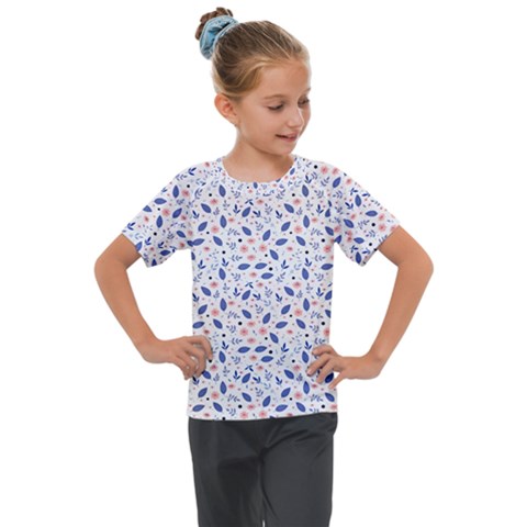 Background Pattern Floral Leaves Flowers Kids  Mesh Piece T-shirt by Maspions
