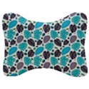 Leaves Monstera Pattern Nature Blue Purple Mauve Flora Velour Seat Head Rest Cushion View1