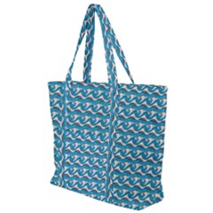 Blue Wave Sea Ocean Pattern Background Beach Nature Water Zip Up Canvas Bag