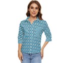 Blue Wave Sea Ocean Pattern Background Beach Nature Water Women s Quarter Sleeve Pocket Shirt View1