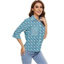 Blue Wave Sea Ocean Pattern Background Beach Nature Water Women s Quarter Sleeve Pocket Shirt View2