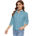 Blue Wave Sea Ocean Pattern Background Beach Nature Water Women s Quarter Sleeve Pocket Shirt View3