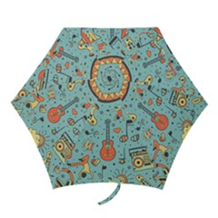 Seamless Pattern Musical Instruments Notes Headphones Player Mini Folding Umbrellas