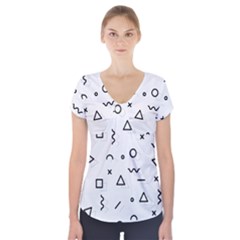 Memphis Pattern Short Sleeve Front Detail Top