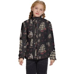 Vintage Tattoos Nautical Kids  Puffer Bubble Jacket Coat