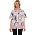 Cute Cats Cartoon Seamless-pattern Women s Batwing Button Up Shirt View1