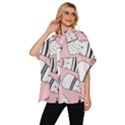 Cute Cats Cartoon Seamless-pattern Women s Batwing Button Up Shirt View2