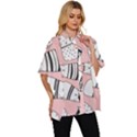 Cute Cats Cartoon Seamless-pattern Women s Batwing Button Up Shirt View3