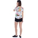 Seamless Pattern Coconut Piece Palm Leaves With Pink Hibiscus Back Circle Cutout Sports T-Shirt View2
