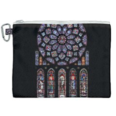 Chartres Cathedral Notre Dame De Paris Stained Glass Canvas Cosmetic Bag (xxl) by Maspions