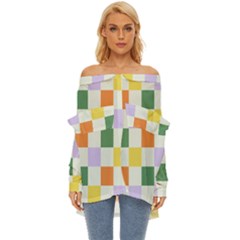 Board Pictures Chess Background Off Shoulder Chiffon Pocket Shirt