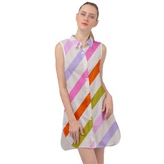 Lines Geometric Background Sleeveless Shirt Dress by Maspions