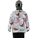 Seamless Pattern Coconut Piece Palm Leaves With Pink Hibiscus Men s Ski and Snowboard Waterproof Breathable Jacket View1