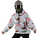 Seamless Pattern Coconut Piece Palm Leaves With Pink Hibiscus Men s Ski and Snowboard Waterproof Breathable Jacket View2