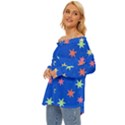 Background Star Darling Galaxy Off Shoulder Chiffon Pocket Shirt View2