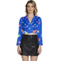 Background Star Darling Galaxy Long Sleeve Tie Back Satin Wrap Top View1