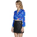 Background Star Darling Galaxy Long Sleeve Tie Back Satin Wrap Top View2