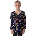 Abstract Pattern Wallpaper Kids  V Neck Casual Top View1